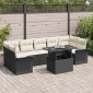 vidaXL Σετ Καναπέ Κήπου 8 τμχ. Μαύρο [Συνθετικό]: Πολυ Ρατάν