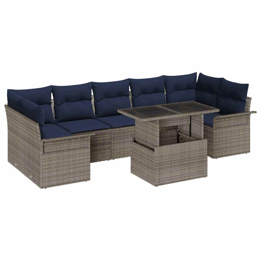 vidaXL Σετ Καναπέ Κήπου 8 τμχ. Γκρι [Συνθετικό]: Πολυ Ρατάν