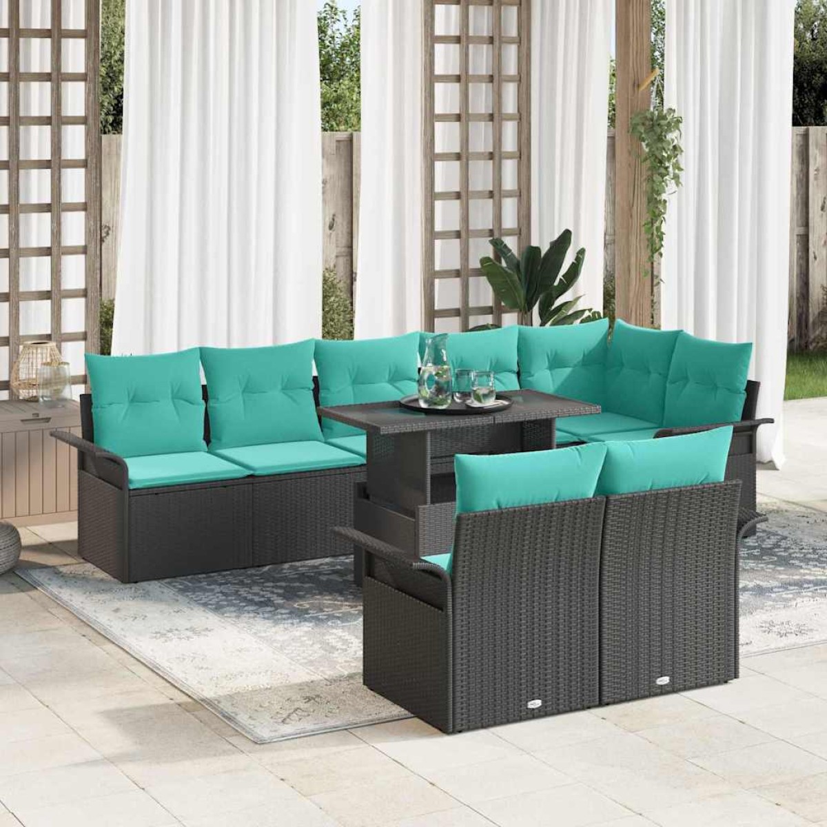 vidaXL Σετ Καναπέ Κήπου 9 τμχ. 8-Αριθμός καθισμάτων Μαύρο Πολυ Ρατάν