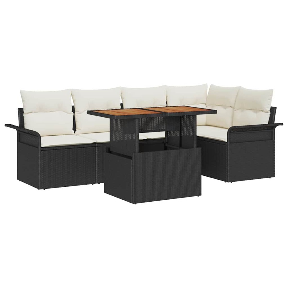 vidaXL Σετ Καναπέ Κήπου 6 τμχ. Μαύρο Πολυ ράταν
