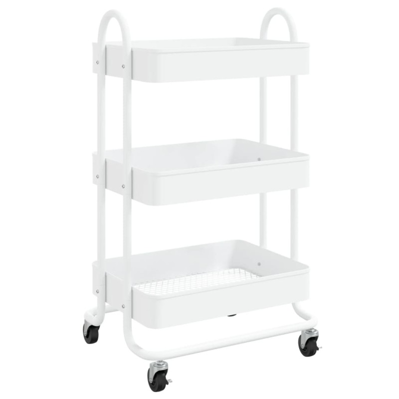 vidaXL Τροχήλατη Βάση 3 Επιπέδων Λευκή 43 x 34 x 79 εκ. από Ατσάλι