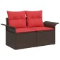 vidaXL Σετ Καναπέ Κήπου 7 τμχ. Καφέ και Κόκκινο συνθετικό ρατάν