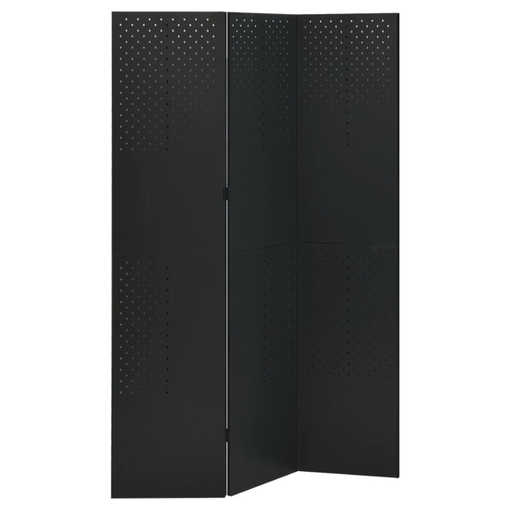 vidaXL Διαχωριστικό Δωματίου με 3 Πάνελ Μαύρο 120 x 180 εκ. από Ατσάλι