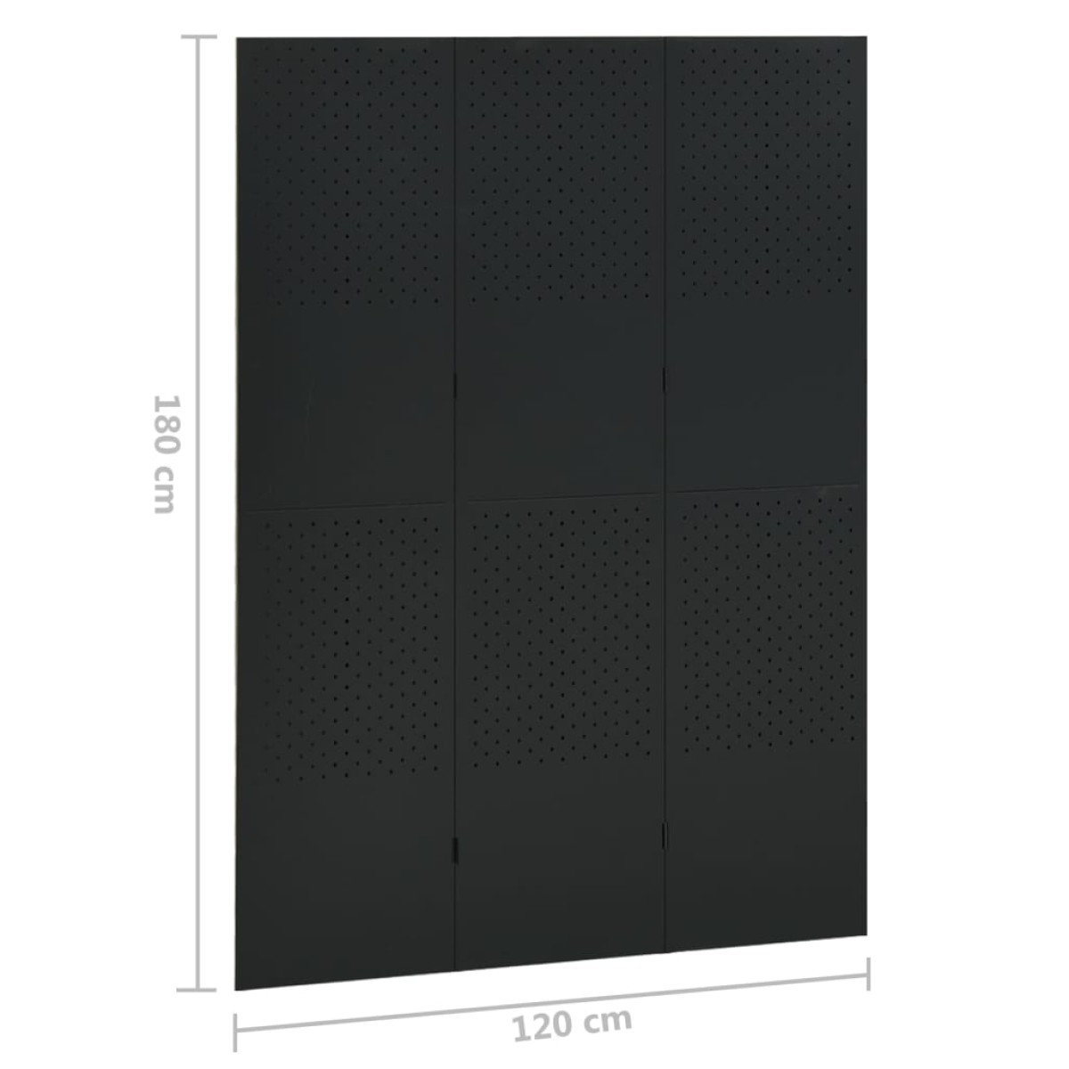 vidaXL Διαχωριστικό Δωματίου με 3 Πάνελ Μαύρο 120 x 180 εκ. από Ατσάλι