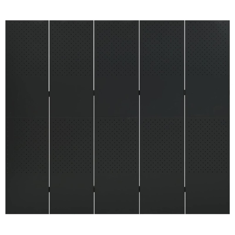 vidaXL Διαχωριστικό Δωματίου με 5 Πάνελ Μαύρο 200 x 180 εκ. από Ατσάλι
