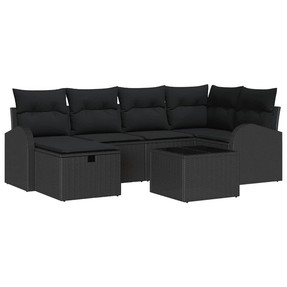 vidaXL Σετ Καναπέ Κήπου 7 pcs Μαύρο 234 x 124 x 85 εκ Πολυ ράταν