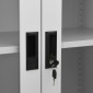 vidaXL Ντουλάπα Γραφείου Ανοιχτό Γκρι 90x40x180 εκ Ατσάλι/Ψημένο Γυαλί