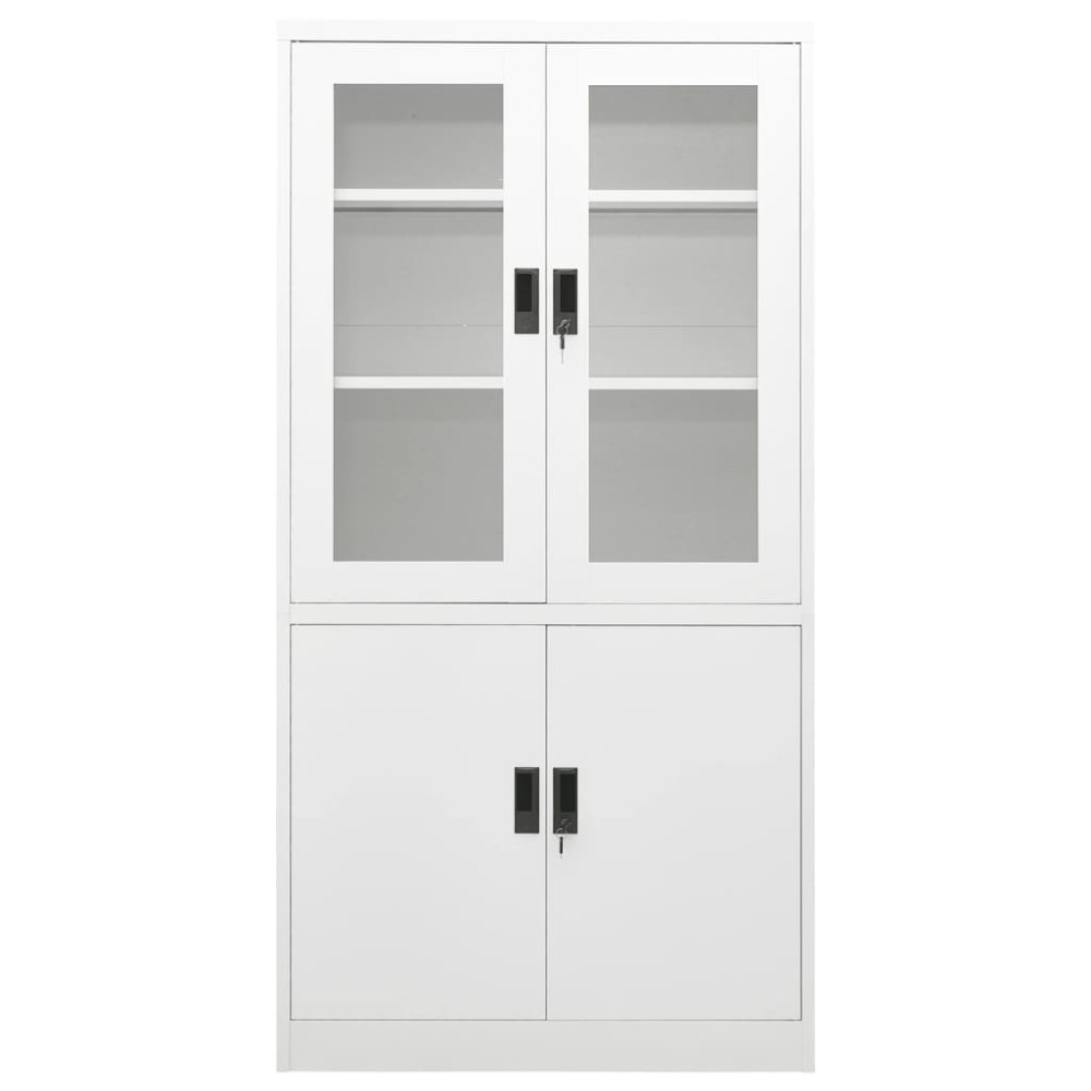 vidaXL Ντουλάπα Γραφείου 90 x 40 x 180 εκ. Λευκή Ατσάλινη