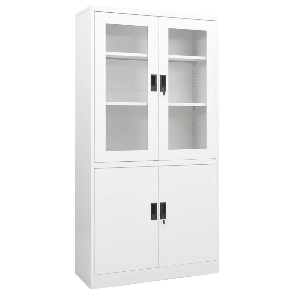 vidaXL Ντουλάπα Γραφείου 90 x 40 x 180 εκ. Λευκή Ατσάλινη