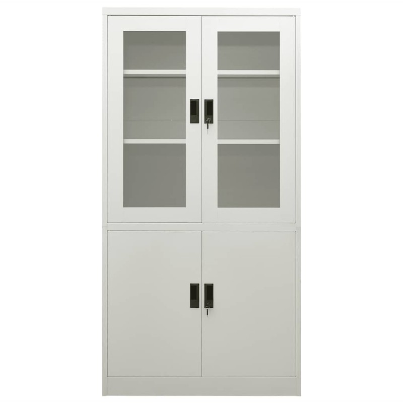 vidaXL Ντουλάπα Γραφείου 90 x 40 x 180 εκ. Ανοιχτό Γκρι Ατσάλινη