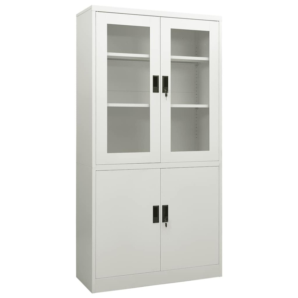 vidaXL Ντουλάπα Γραφείου 90 x 40 x 180 εκ. Ανοιχτό Γκρι Ατσάλινη