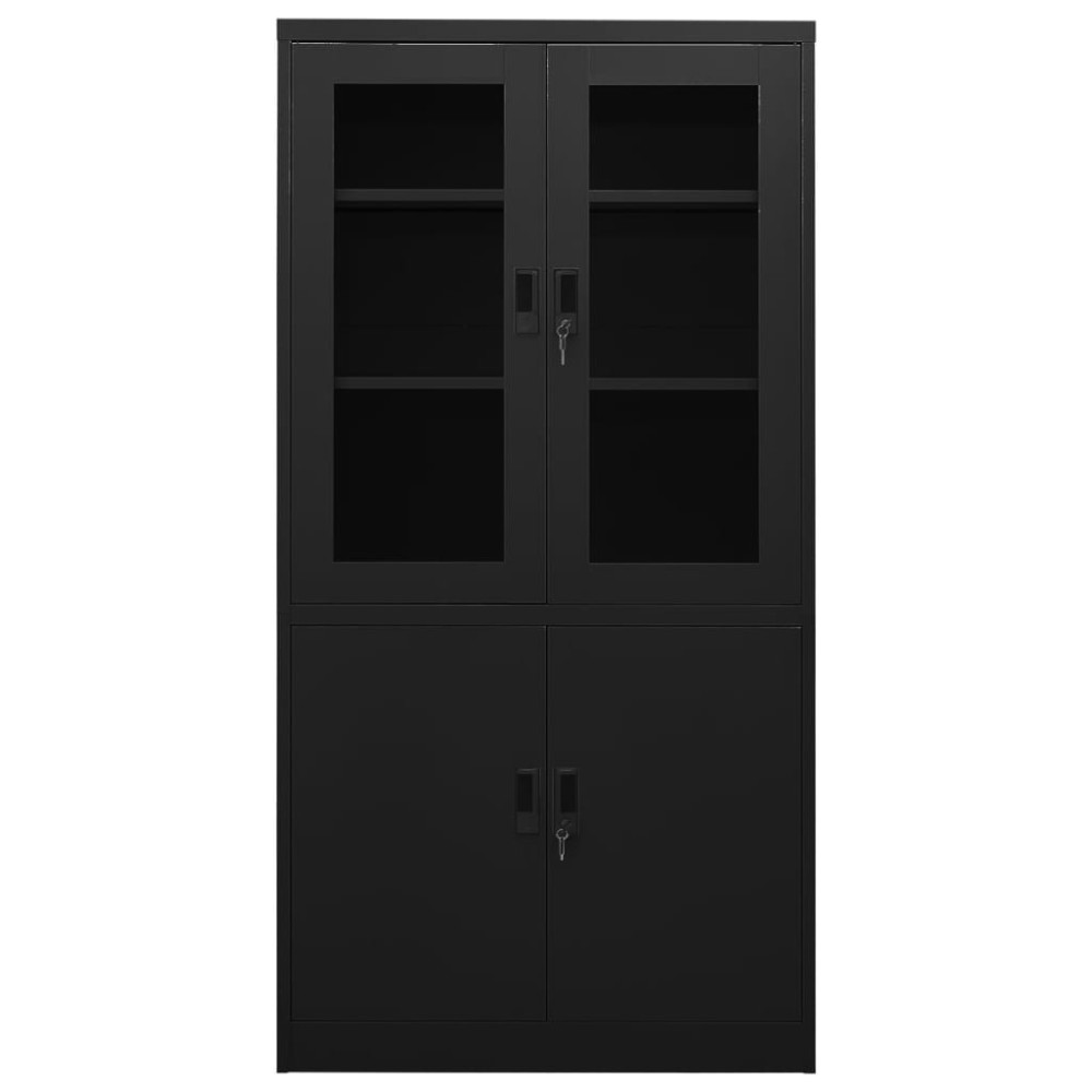 vidaXL Ντουλάπα Γραφείου 90 x 40 x 180 εκ. Μαύρη Ατσάλινη