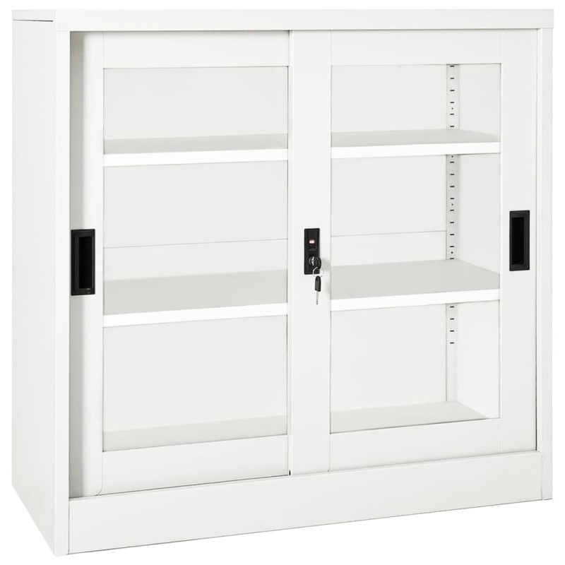 vidaXL Ντουλάπι με Συρόμενη Πόρτα Λευκό 90 x 40 x 90 εκ. Ατσάλινο