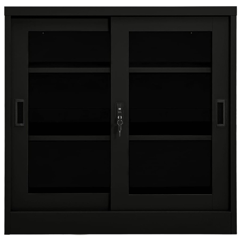 vidaXL Ντουλάπι με Συρόμενη Πόρτα Μαύρο 90 x 40 x 90 εκ. Ατσάλινο