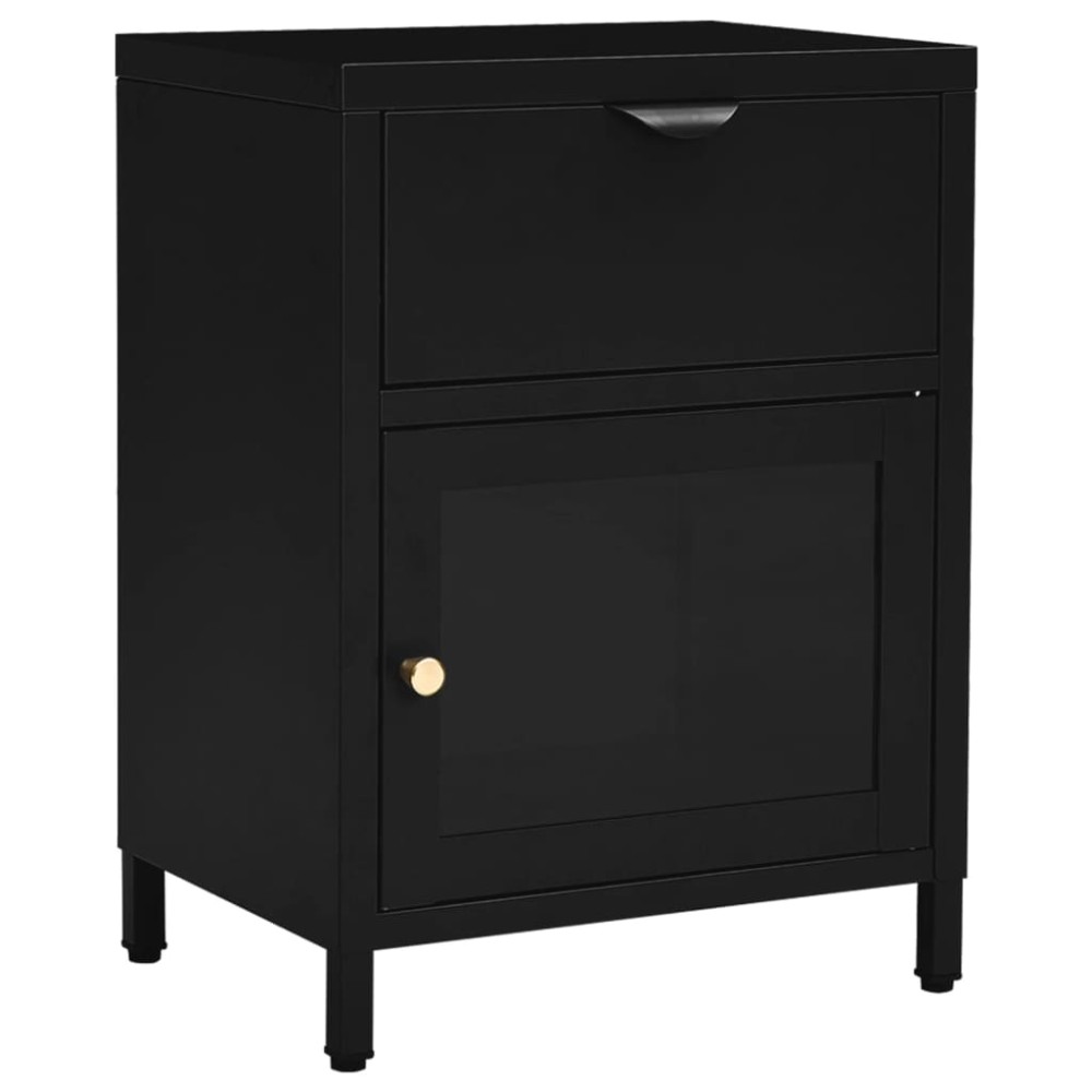 vidaXL Κομοδίνο Μαύρο 40 x 30 x 54,5 εκ. από Ατσάλι και Γυαλί