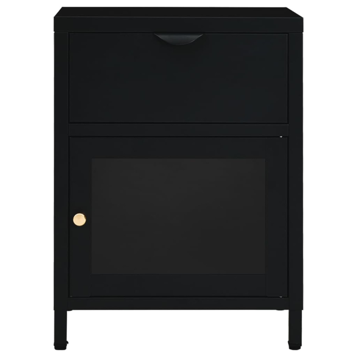 vidaXL Κομοδίνο Μαύρο 40 x 30 x 54,5 εκ. από Ατσάλι και Γυαλί