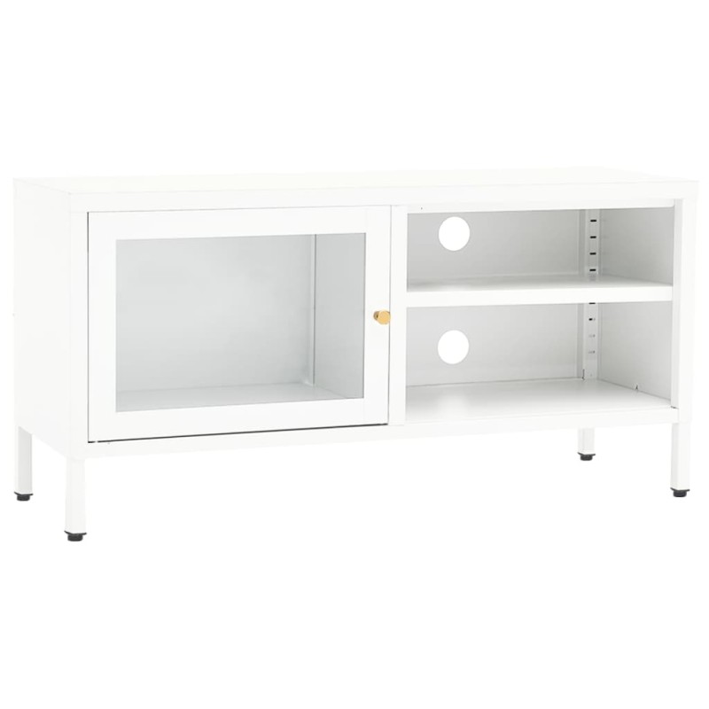 vidaXL Έπιπλο Τηλεόρασης Λευκό 90 x 30 x 44 εκ. από Ατσάλι και Γυαλί