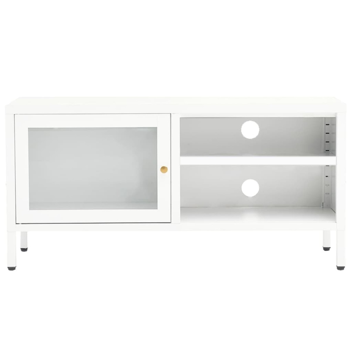 vidaXL Έπιπλο Τηλεόρασης Λευκό 90 x 30 x 44 εκ. από Ατσάλι και Γυαλί