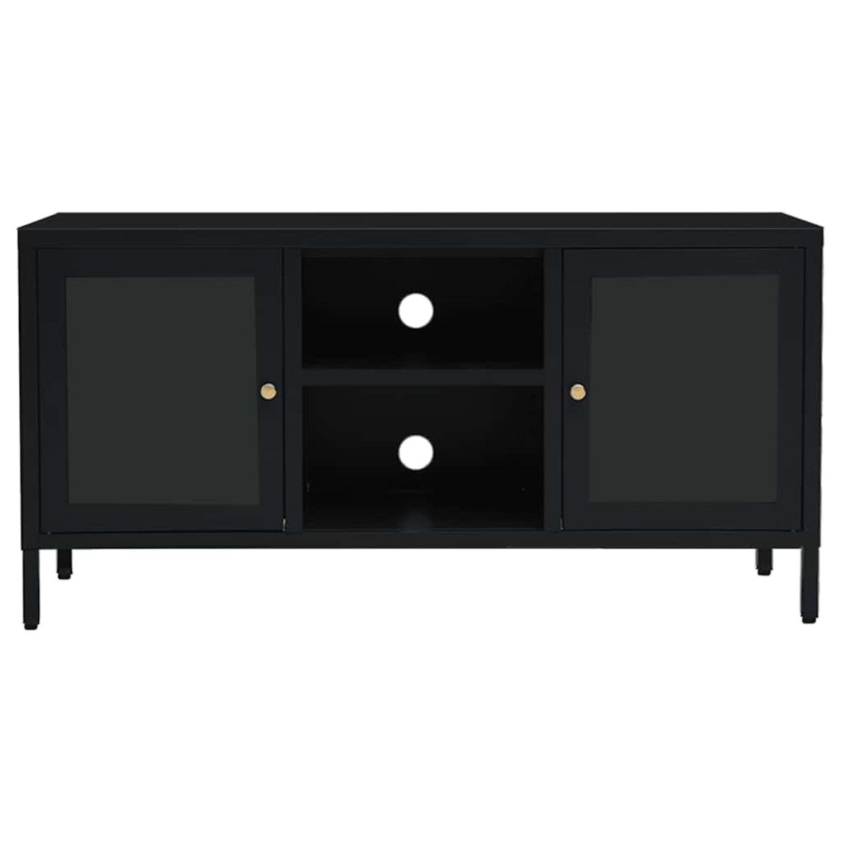 vidaXL Έπιπλο Τηλεόρασης Μαύρο 105 x 35 x 52 εκ. από Ατσάλι και Γυαλί