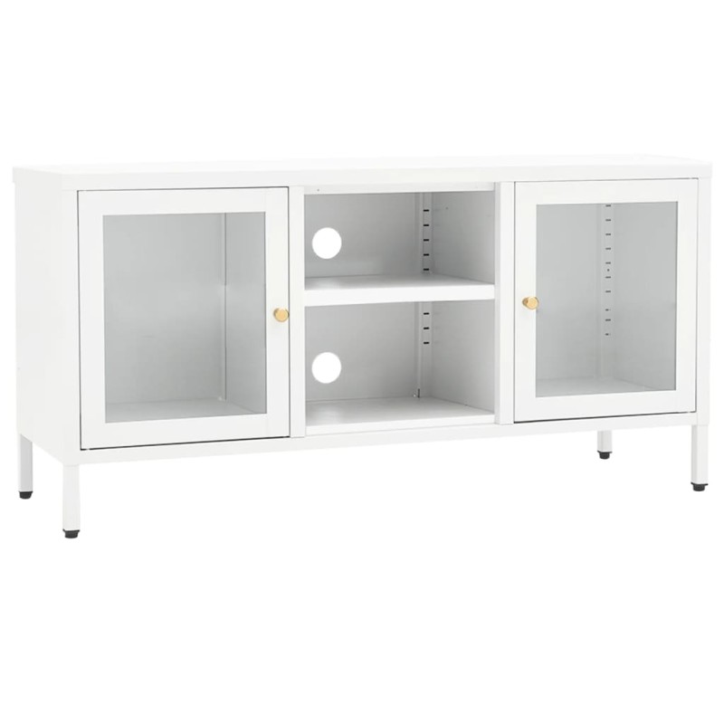 vidaXL Έπιπλο Τηλεόρασης Λευκό 105 x 35 x 52 εκ. από Ατσάλι και Γυαλί