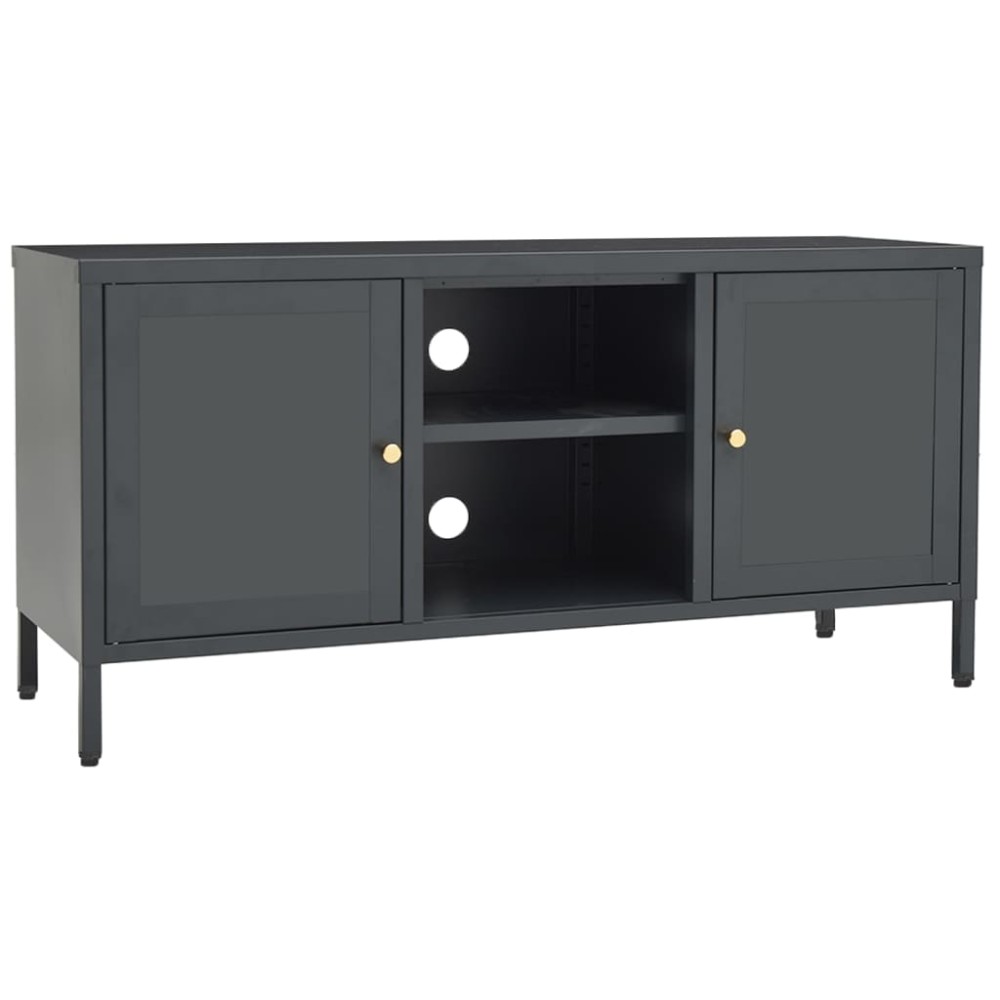 vidaXL Έπιπλο Τηλεόρασης Ανθρακί 105 x 35 x 52 εκ από Ατσάλι και Γυαλί