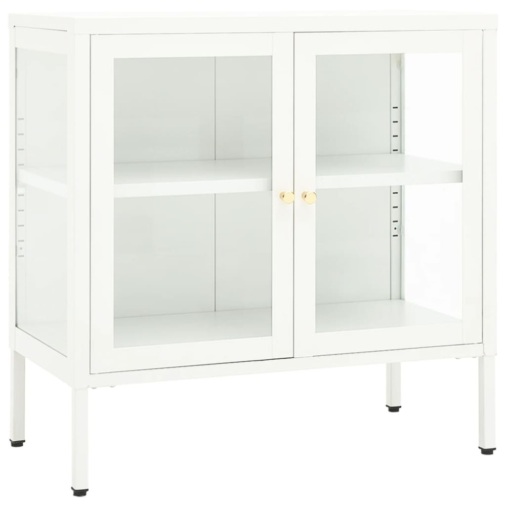 vidaXL Μπουφές Λευκός 70 x 35 x 70 εκ. από Ατσάλι και Γυαλί