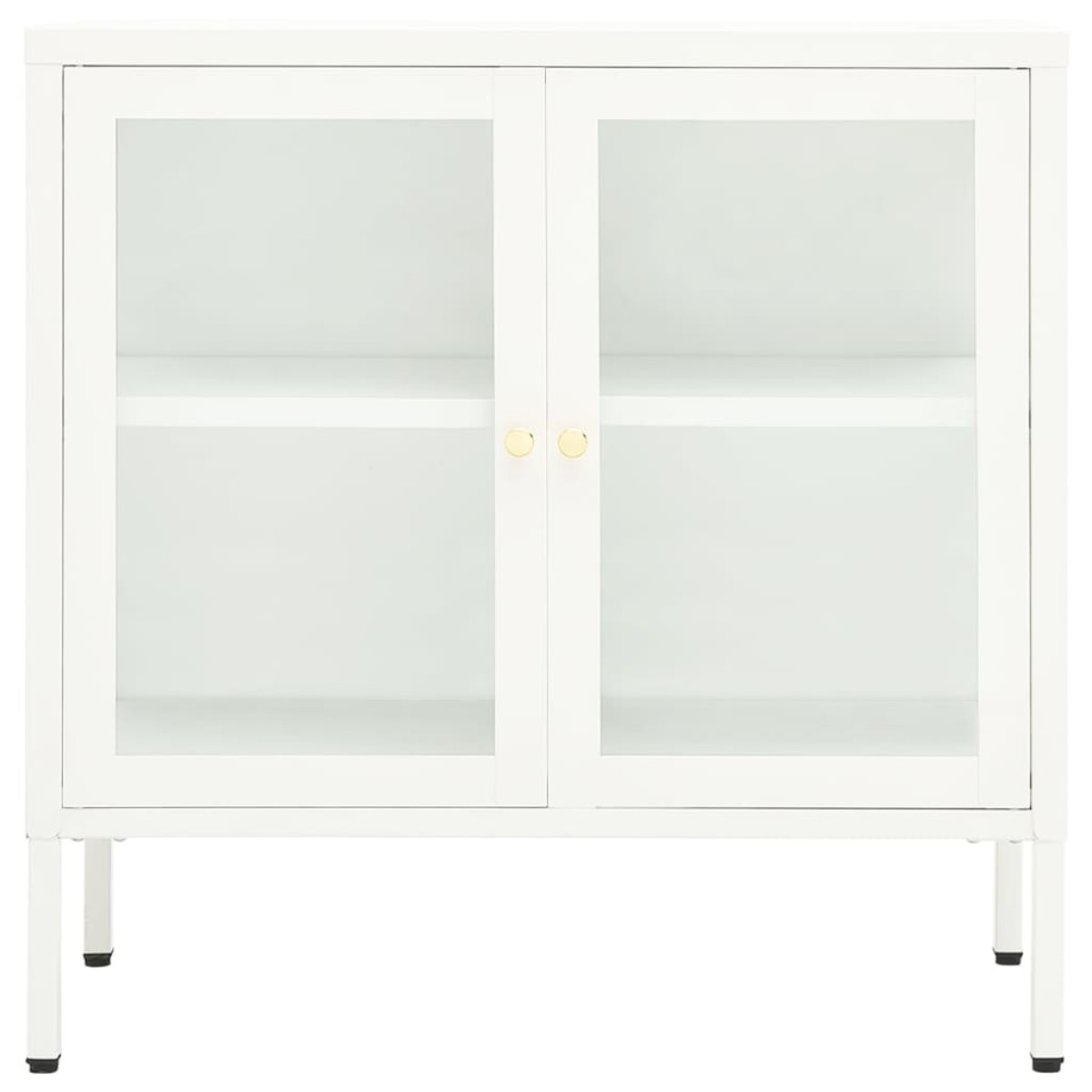 vidaXL Μπουφές Λευκός 70 x 35 x 70 εκ. από Ατσάλι και Γυαλί
