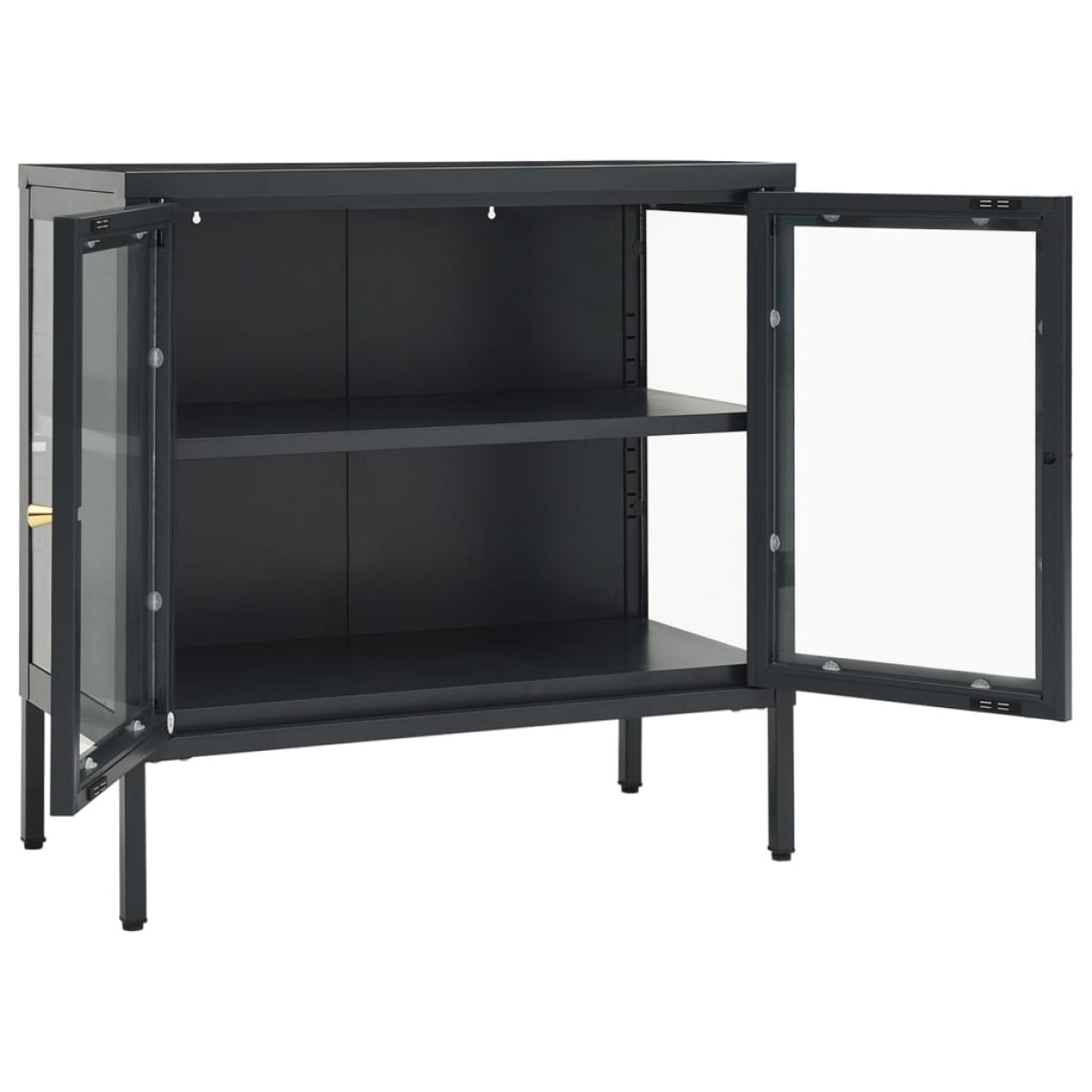 vidaXL Μπουφές Ανθρακί 70 x 35 x 70 εκ. από Ατσάλι και Γυαλί