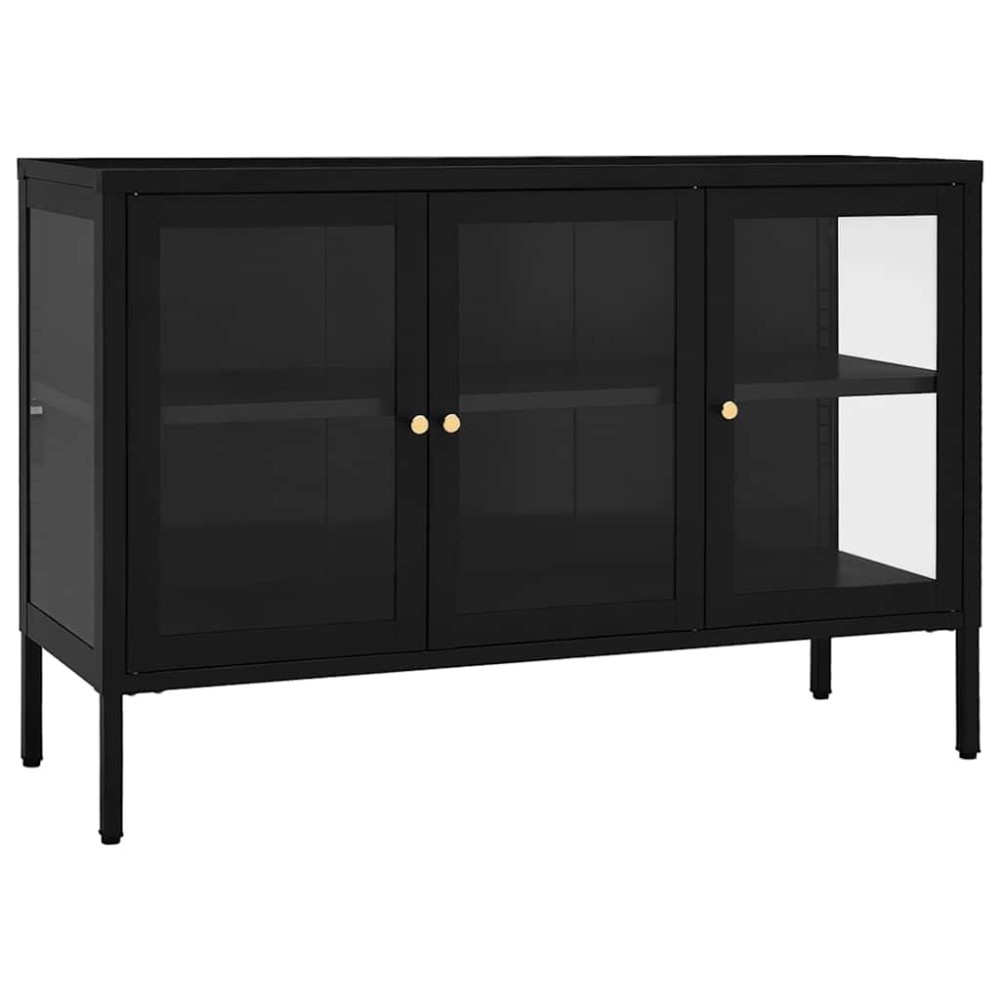 vidaXL Μπουφές Μαύρος 105 x 35 x 70 εκ. από Ατσάλι και Γυαλί