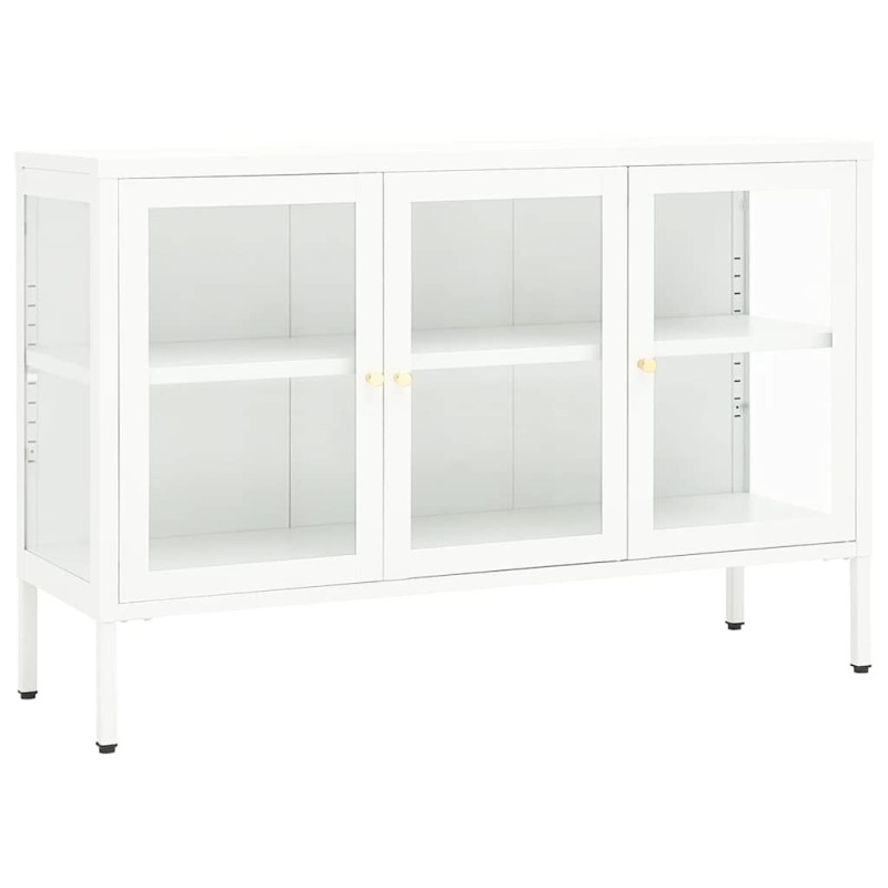 vidaXL Μπουφές Λευκός 105 x 35 x 70 εκ. από Ατσάλι και Γυαλί