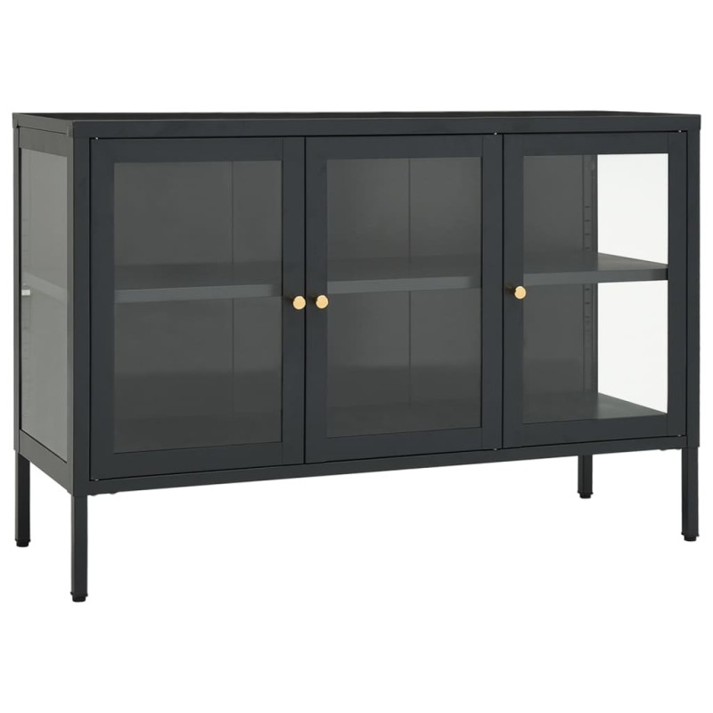 vidaXL Μπουφές Ανθρακί 105 x 35 x 70 εκ. από Ατσάλι και Γυαλί