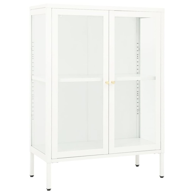 vidaXL Μπουφές Λευκός 75 x 35 x 105 εκ. από Ατσάλι και Γυαλί