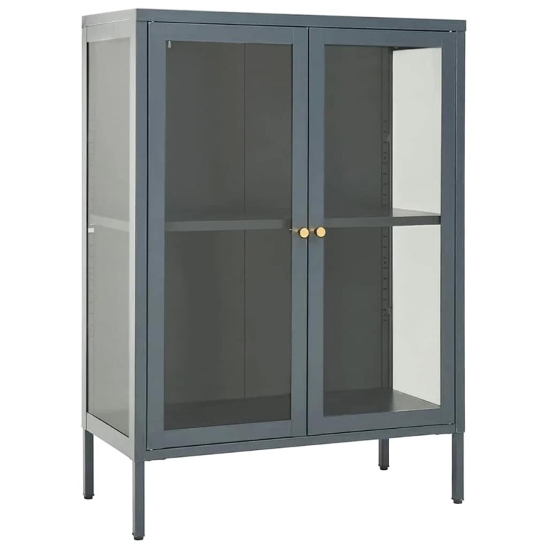 vidaXL Μπουφές Ανθρακί 75 x 35 x 105 εκ. από Ατσάλι και Γυαλί