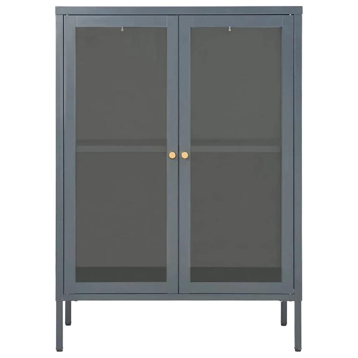 vidaXL Μπουφές Ανθρακί 75 x 35 x 105 εκ. από Ατσάλι και Γυαλί