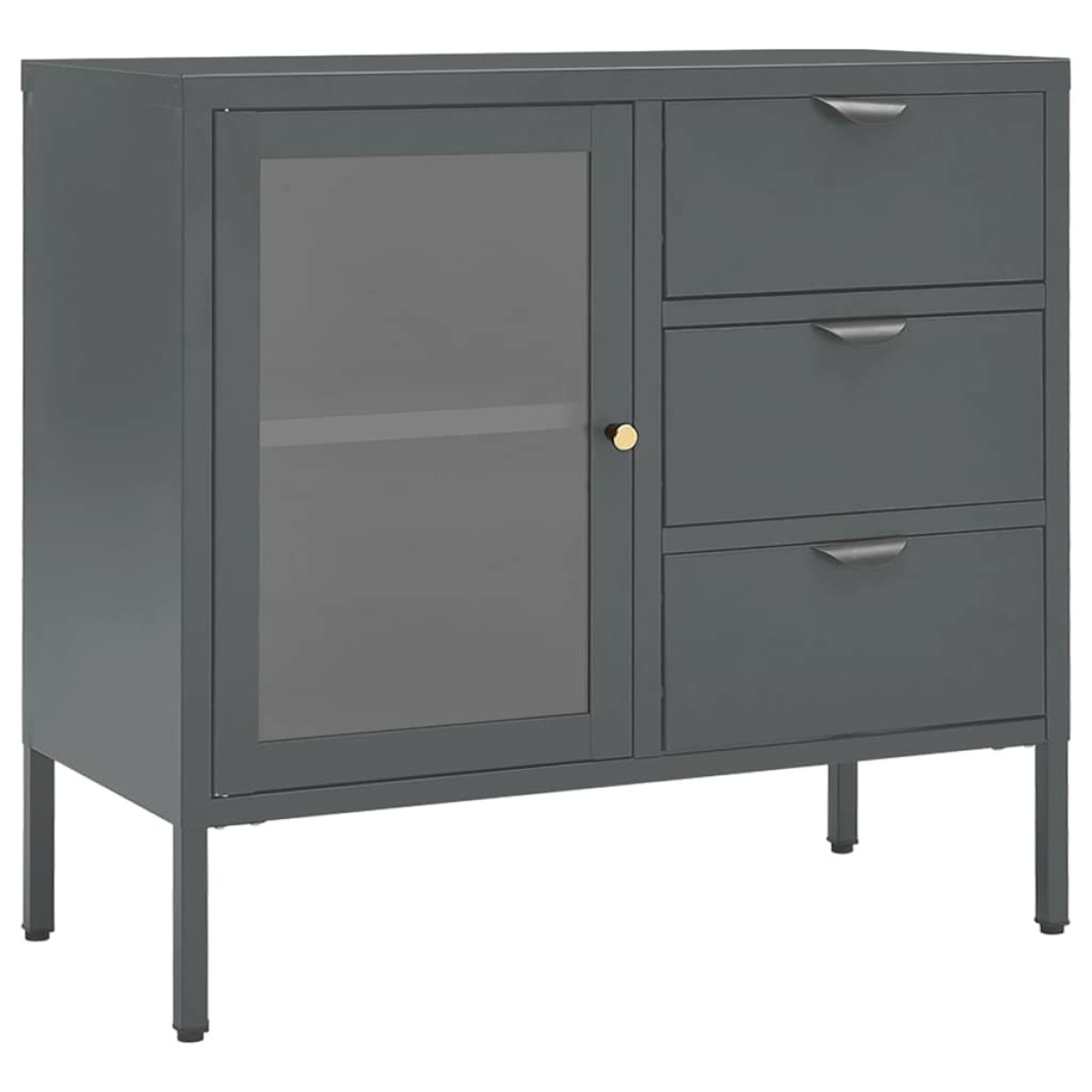 vidaXL Μπουφές Ανθρακί 75 x 35 x 70 εκ. από Ατσάλι και Ψημένο Γυαλί