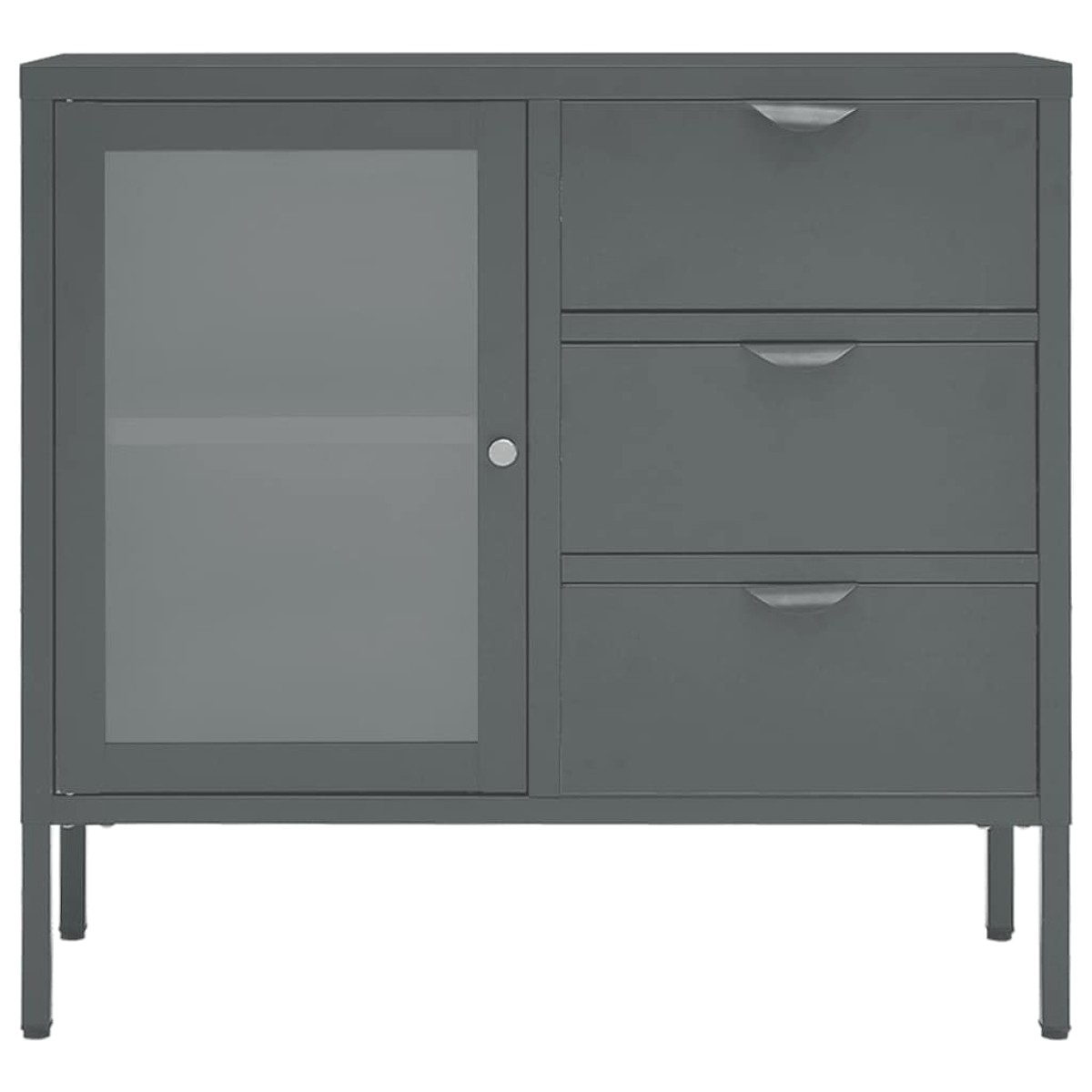 vidaXL Μπουφές Ανθρακί 75 x 35 x 70 εκ. από Ατσάλι και Ψημένο Γυαλί