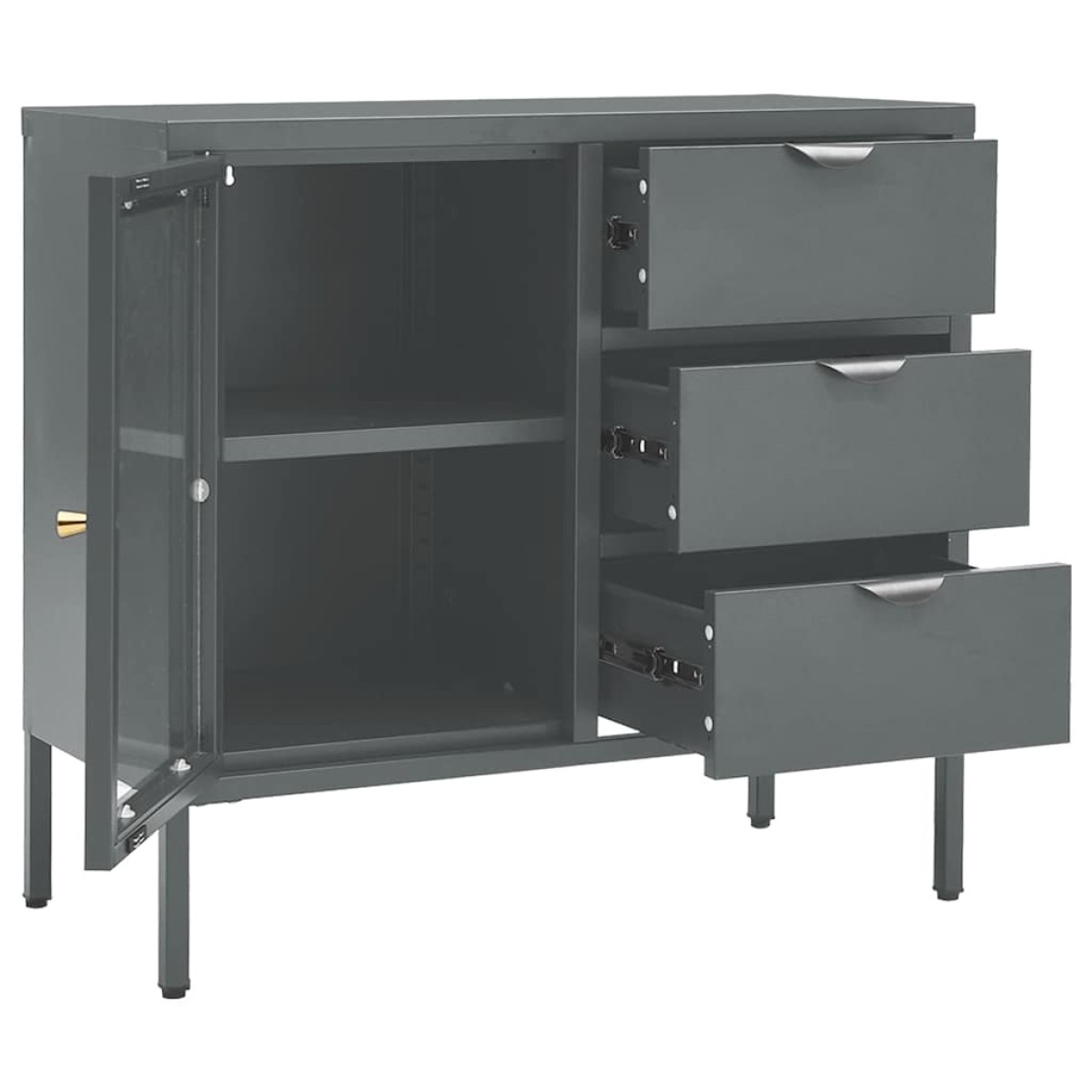 vidaXL Μπουφές Ανθρακί 75 x 35 x 70 εκ. από Ατσάλι και Ψημένο Γυαλί