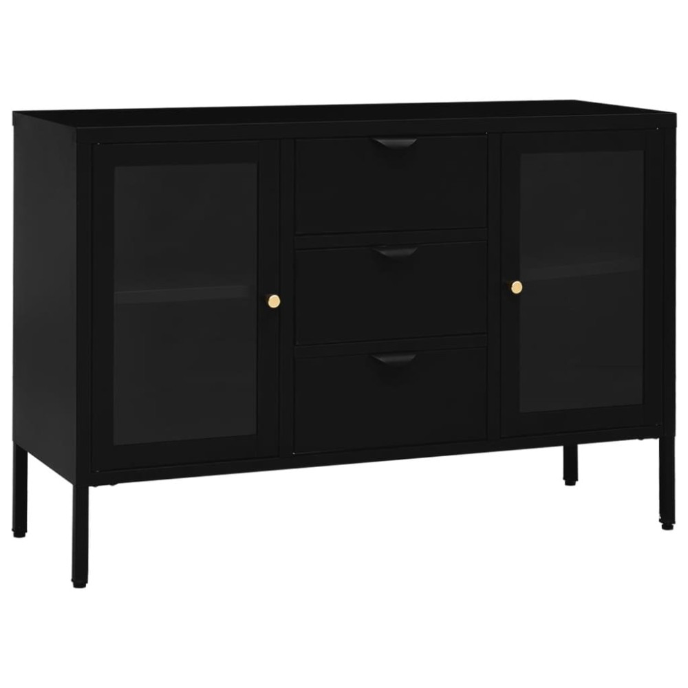 vidaXL Μπουφές Μαύρος 105 x 35 x 70 εκ. από Ατσάλι και Ψημένο Γυαλί