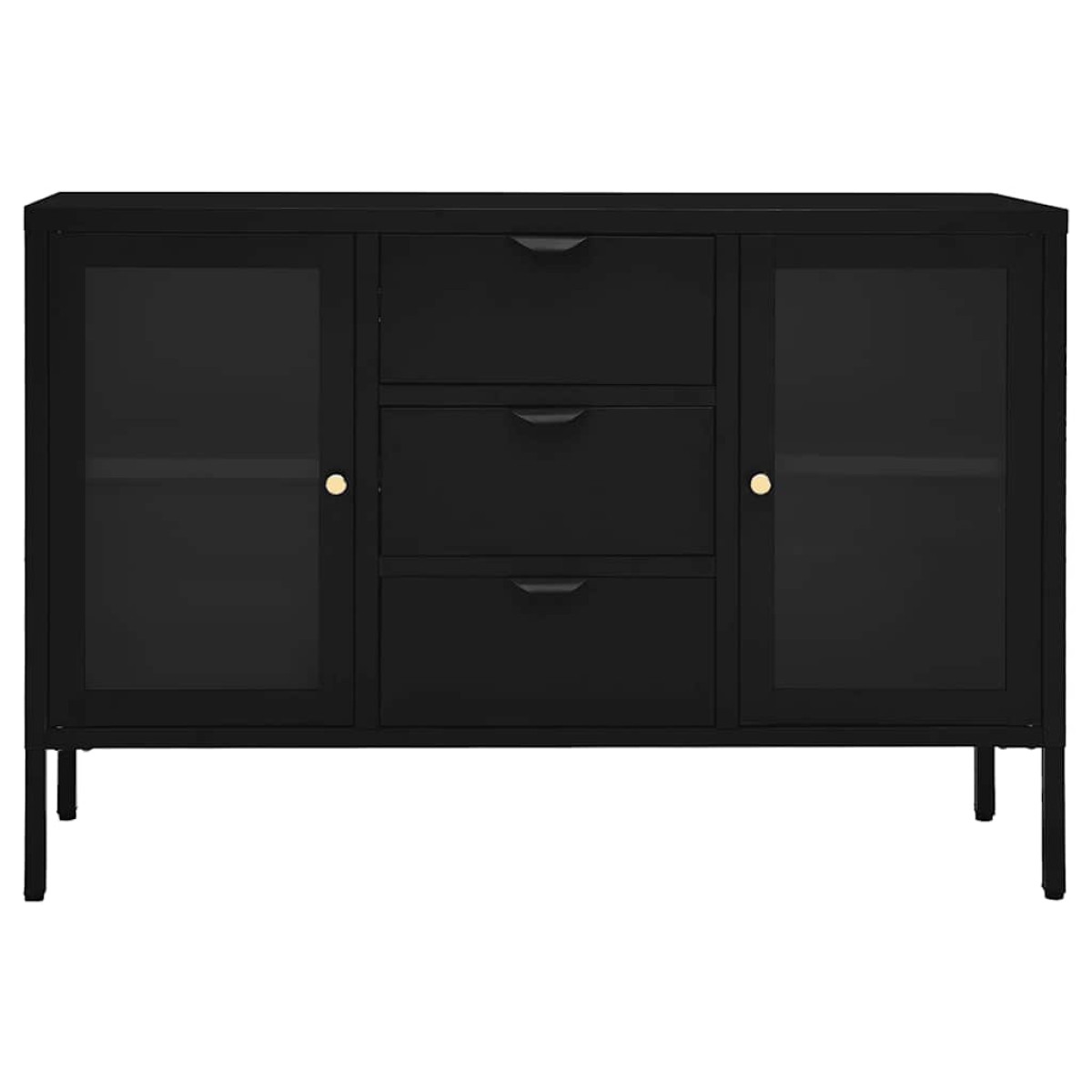 vidaXL Μπουφές Μαύρος 105 x 35 x 70 εκ. από Ατσάλι και Ψημένο Γυαλί