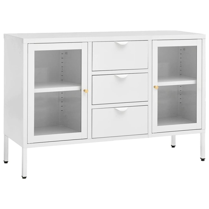 vidaXL Μπουφές Λευκός 105 x 35 x 70 εκ. από Ατσάλι και Ψημένο Γυαλί