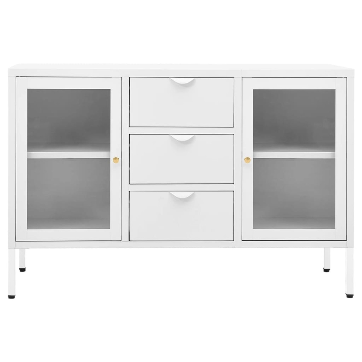 vidaXL Μπουφές Λευκός 105 x 35 x 70 εκ. από Ατσάλι και Ψημένο Γυαλί