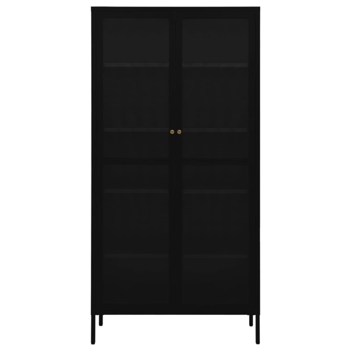 vidaXL Ντουλάπα Βιτρίνας Μαύρη 90 x 40 x 180 εκ. Ατσάλι / Ψημένο Γυαλί