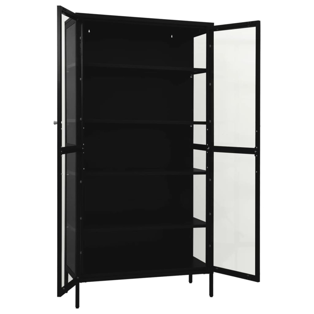 vidaXL Ντουλάπα Βιτρίνας Μαύρη 90 x 40 x 180 εκ. Ατσάλι / Ψημένο Γυαλί