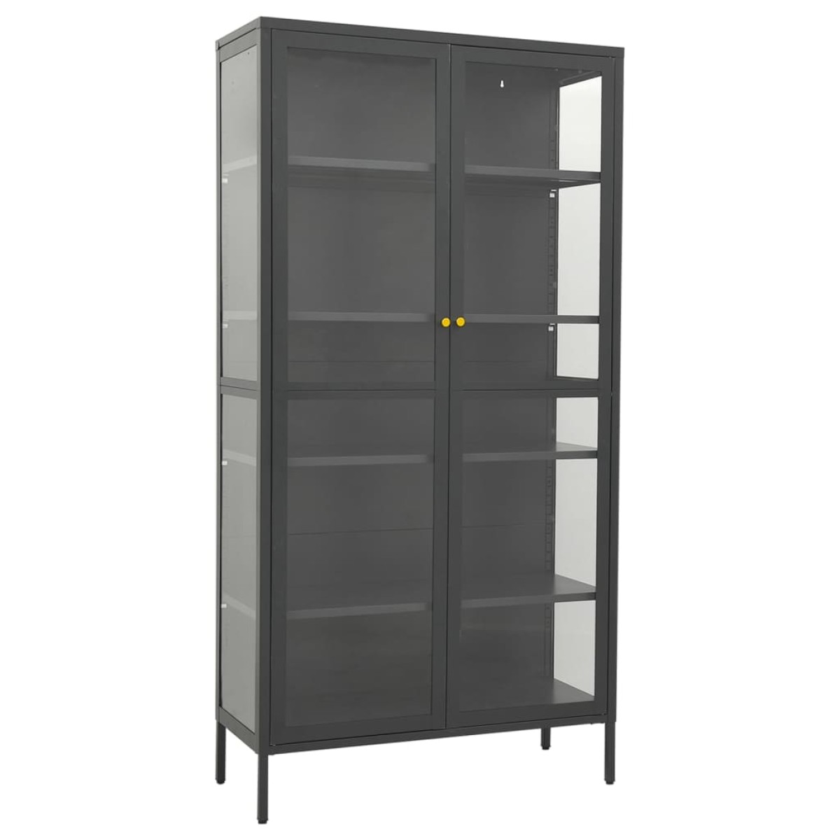 vidaXL Ντουλάπα Βιτρίνας Ανθρακί 90x40x180 εκ. Ατσάλι / Ψημένο Γυαλί