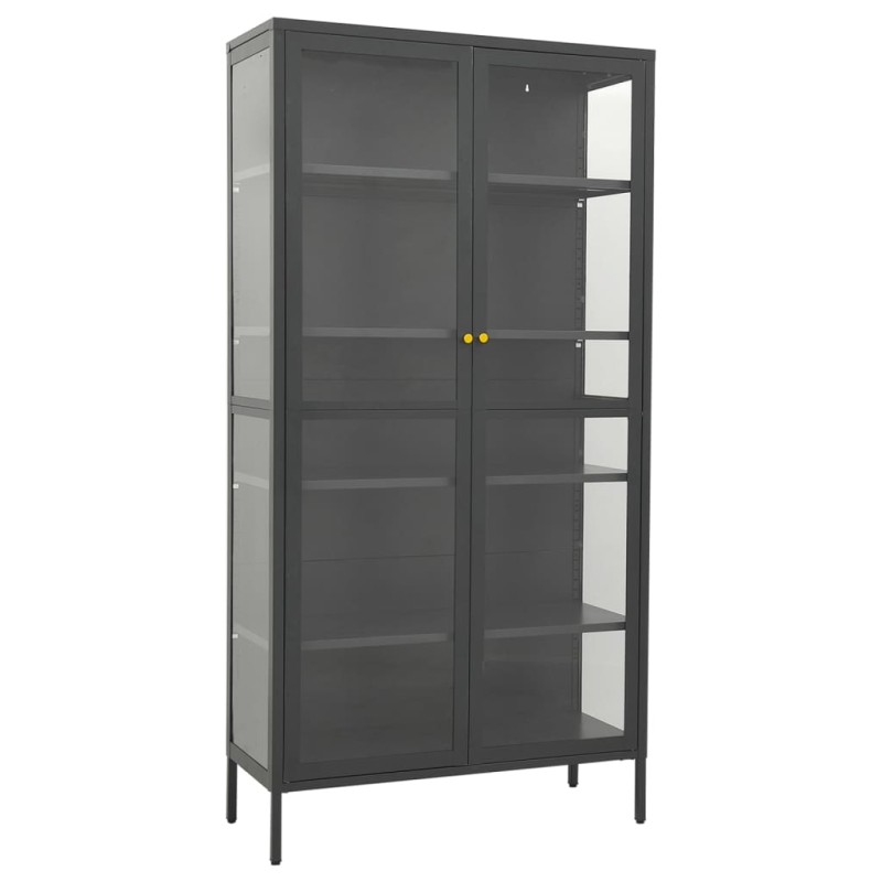 vidaXL Ντουλάπα Βιτρίνας Ανθρακί 90x40x180 εκ. Ατσάλι / Ψημένο Γυαλί