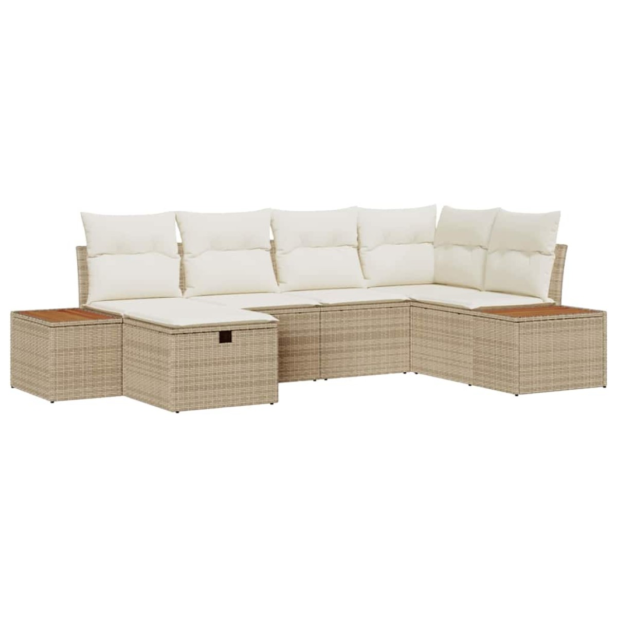 vidaXL Σετ Καναπέ Κήπου με μαξιλάρι 6 pcs Μπεζ Πολυ ράταν