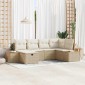 vidaXL Σετ Καναπέ Κήπου με μαξιλάρι 6 pcs Μπεζ Πολυ ράταν
