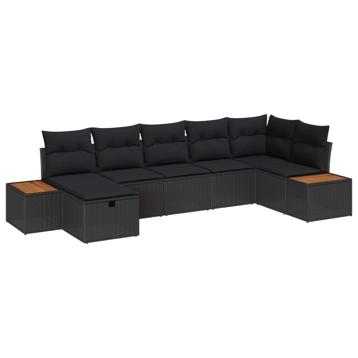 vidaXL Σετ Καναπέ Κήπου με μαξιλάρι 7 pcs Μαύρο Πολυ ράταν