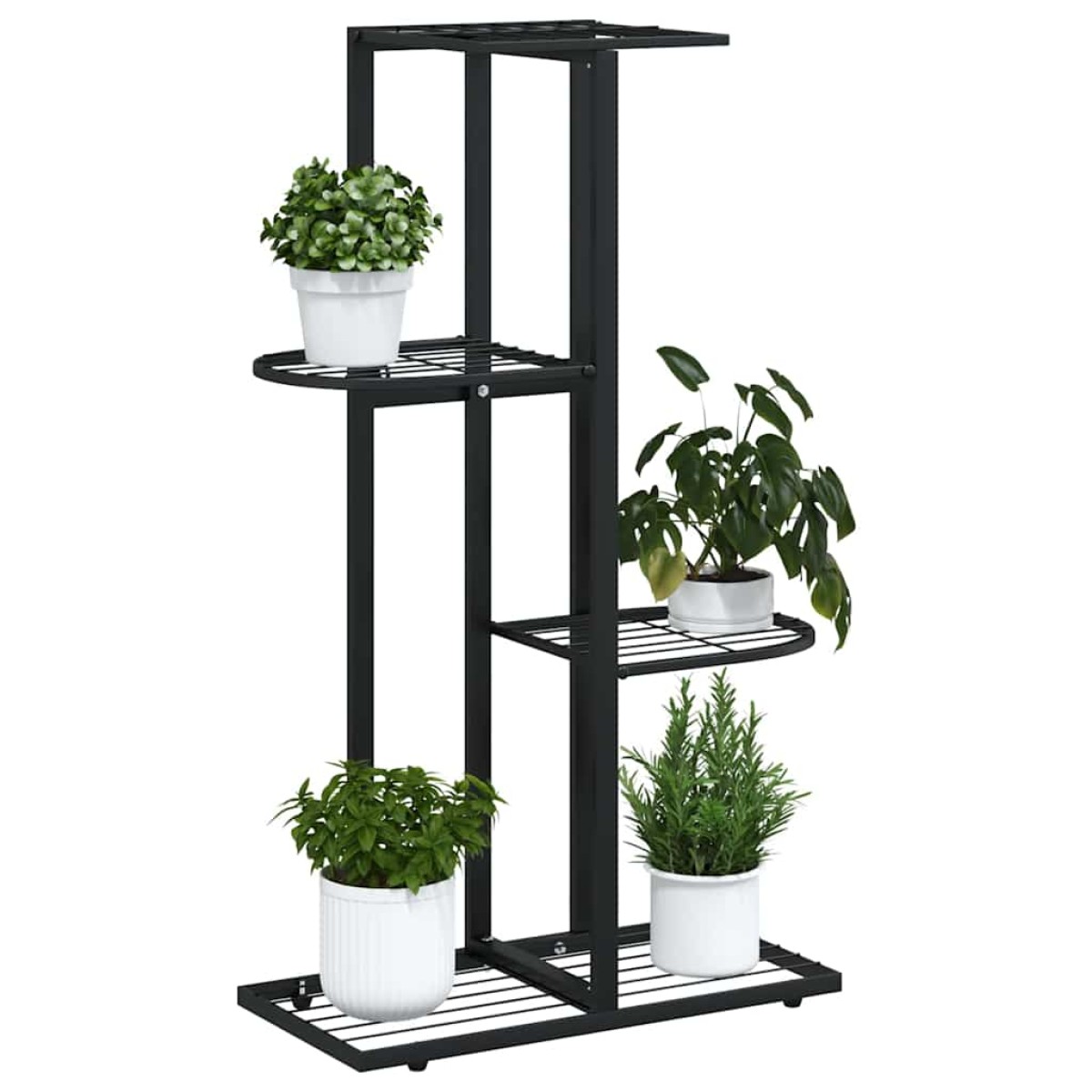 vidaXL Ανθοστήλη 4 Επιπέδων Μαύρη 43 x 22 x 76 εκ. Μεταλλική