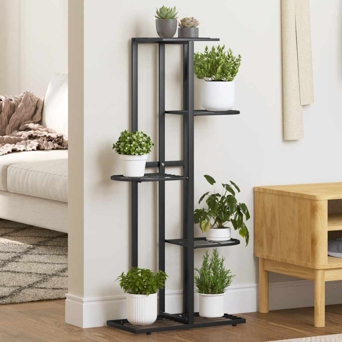 vidaXL Ανθοστήλη 5 Επιπέδων Μαύρη 43 x 22 x 98 εκ. Μεταλλική